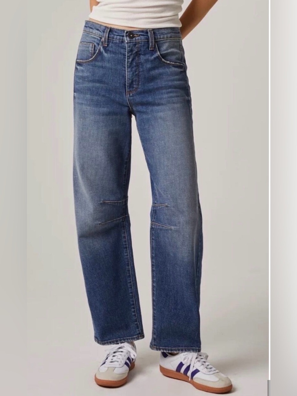 Edyson Jack Barrel Leg Jeans Medium Whistler Wash Size 24 NWT Casual Relaxed